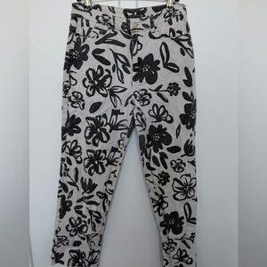 Floral Black and White Pants